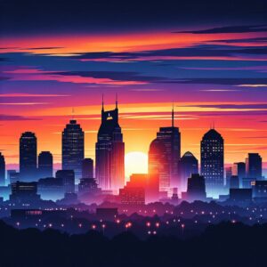 "Tennessee city skyline sunset"