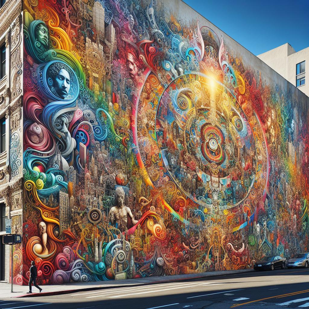 Colorful urban mural tribute.