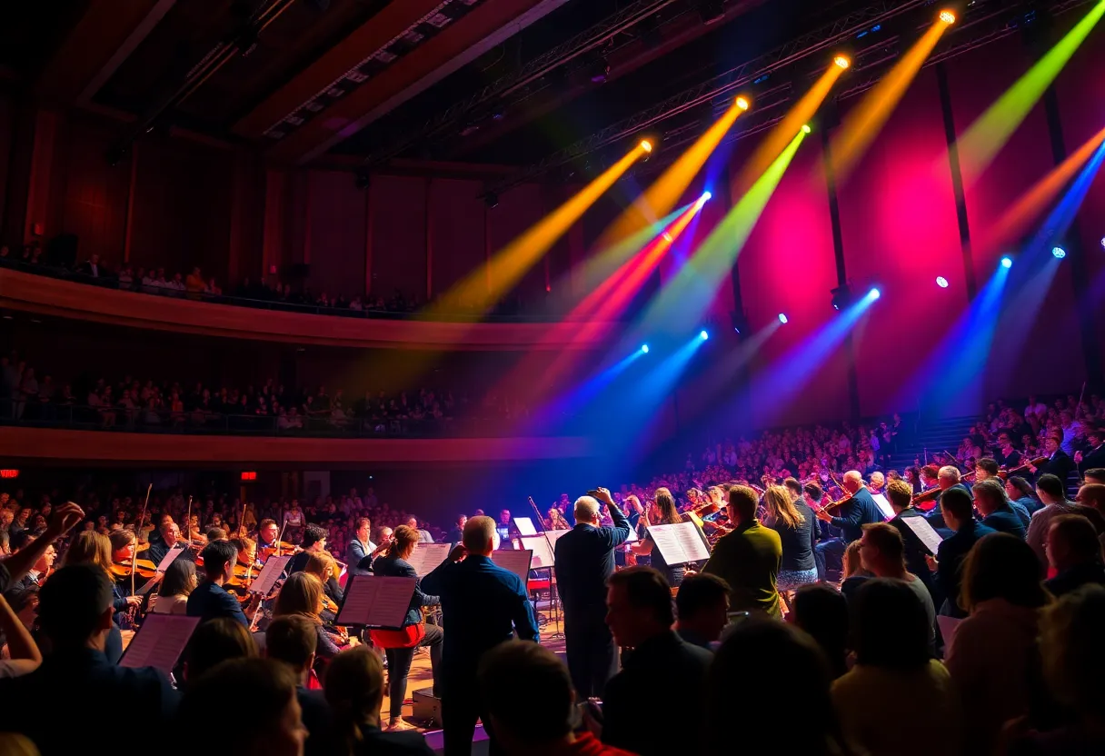 A crowd enjoying a live concert performance at Thompson-Boling Arena.