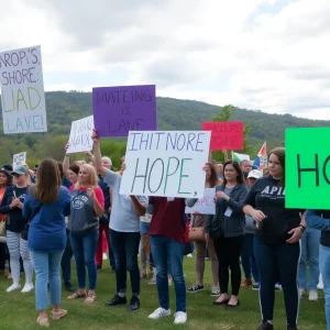 Community members showing support for a family in need