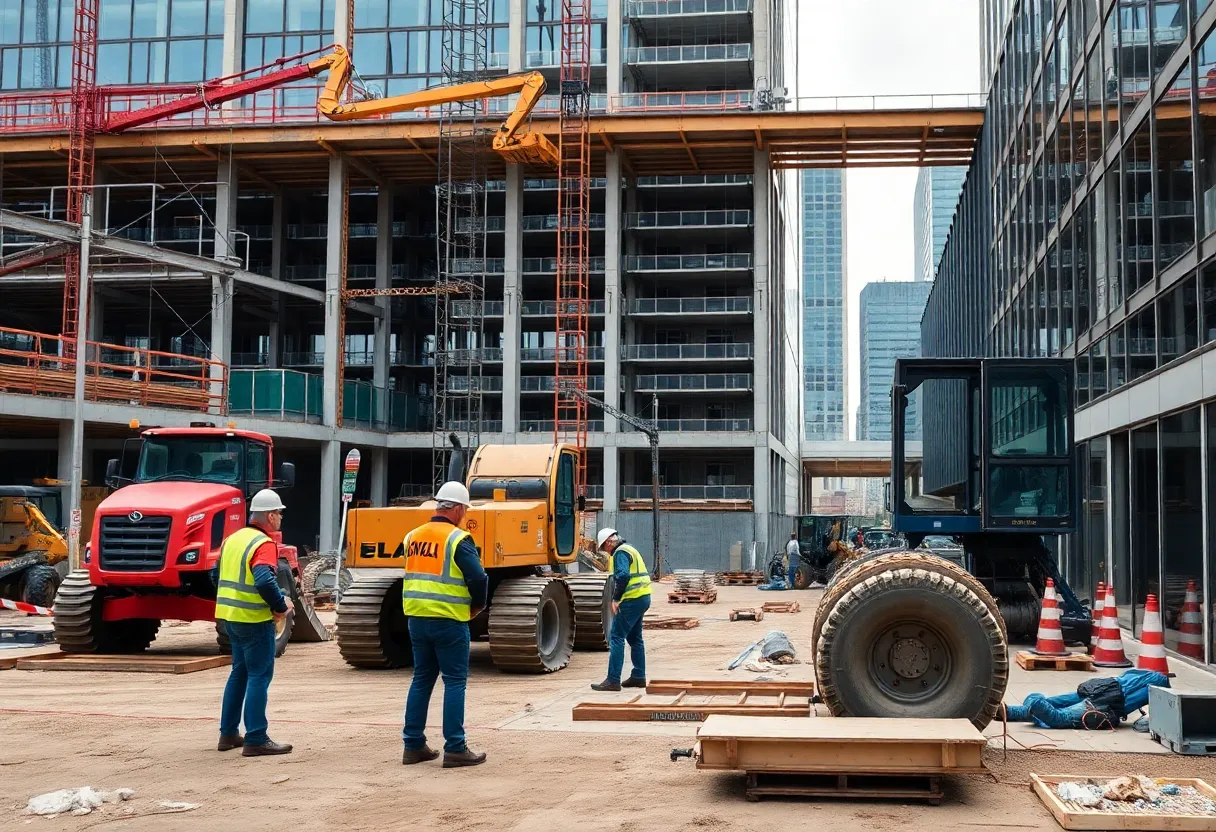 Workers collaborating on a construction site in Knoxville