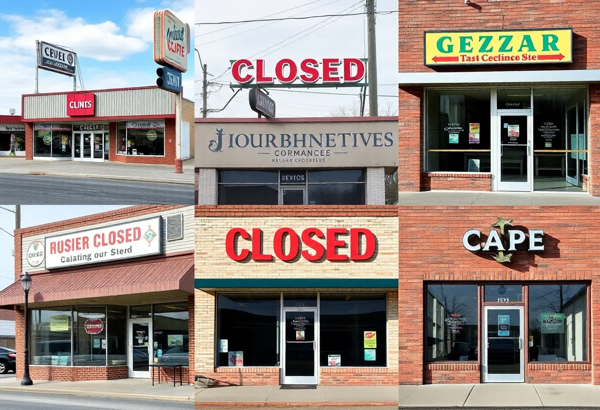 Closed storefronts of businesses in East Tennessee