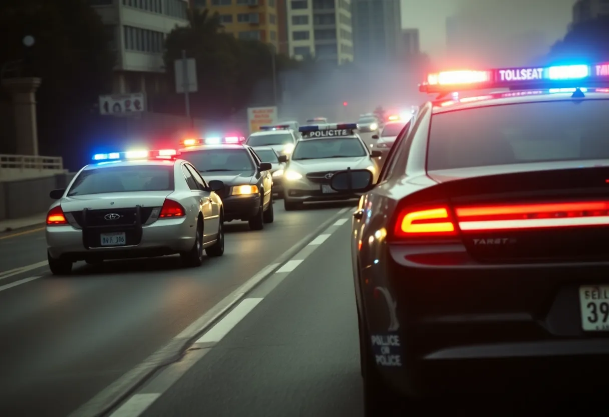 Dramatic scene of a police chase in Knoxville