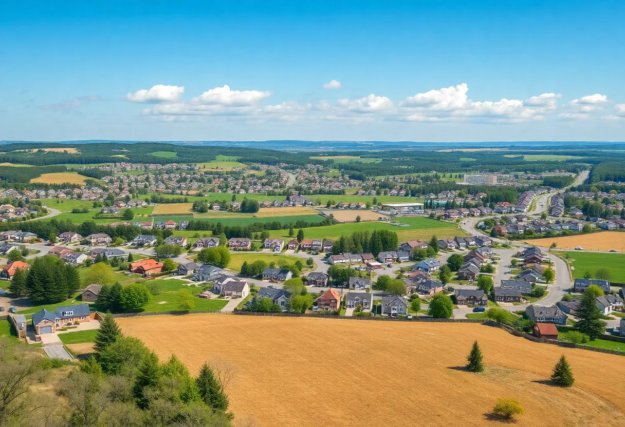 Illustration of Knox County growth plan featuring suburban homes and green spaces