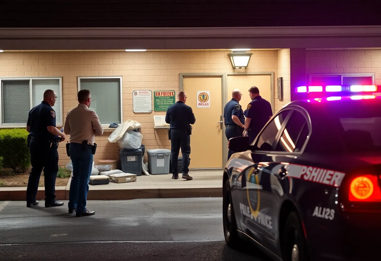 Law enforcement officers conducting a drug raid at a motel in Knoxville