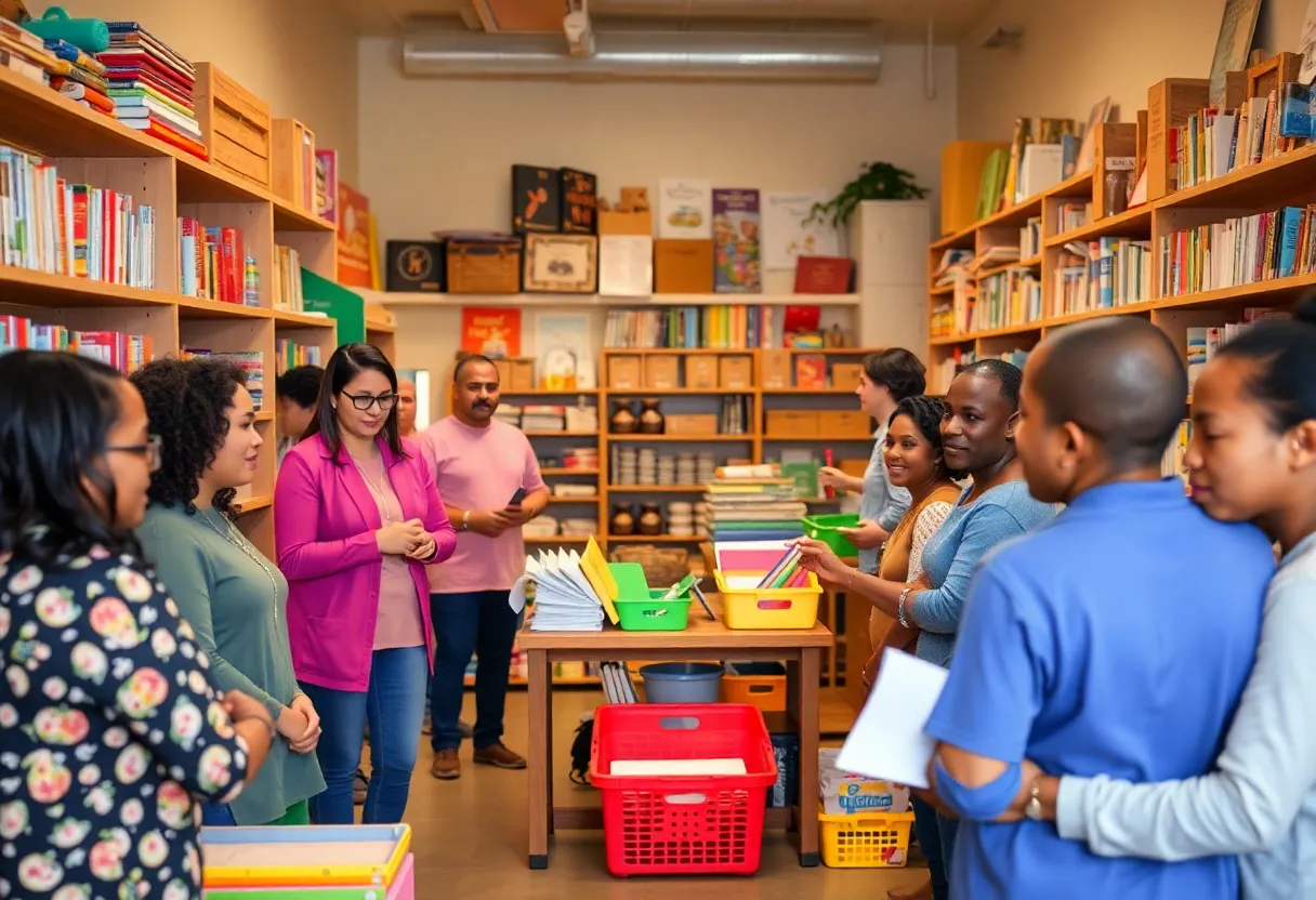 Interior view of the Knoxville Educator Resource Center with educators accessing supplies.