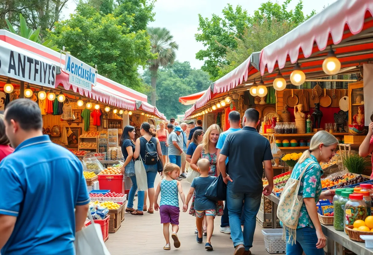 Families shopping at Knoxville Flea Market in Chilhowee Park
