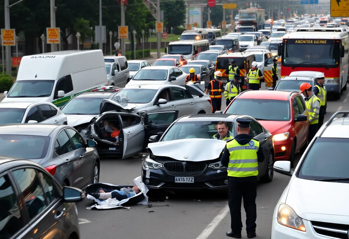 Emergency responders at the scene of a multi-vehicle crash in Knoxville