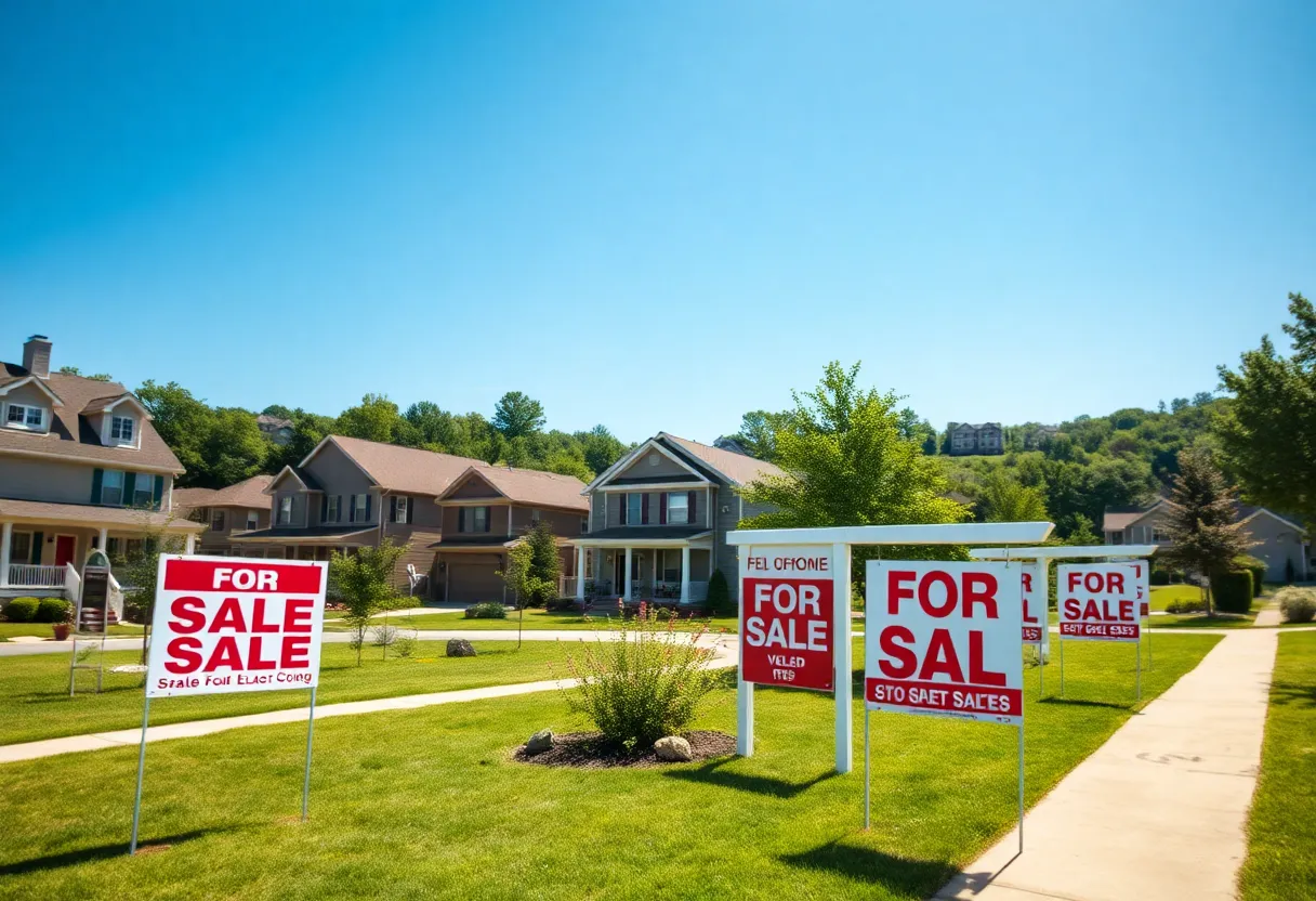 A sunny Knoxville neighborhood showcasing homes for sale.