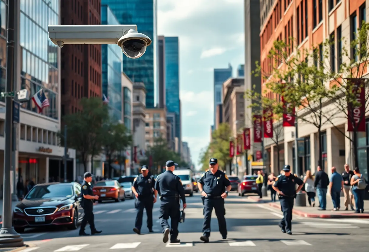 Surveillance cameras monitoring a busy street in Knoxville