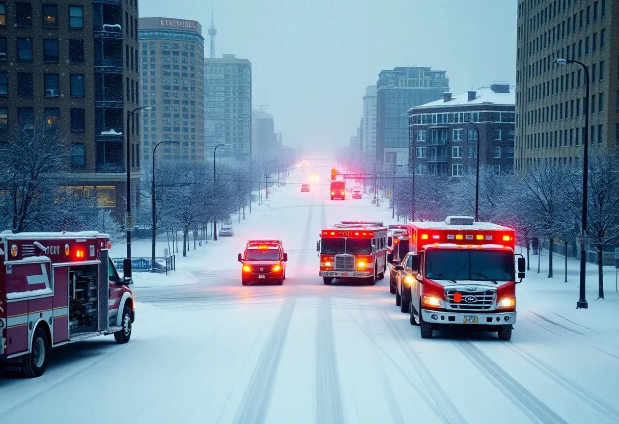 Snow-covered streets in Knoxville during a winter storm