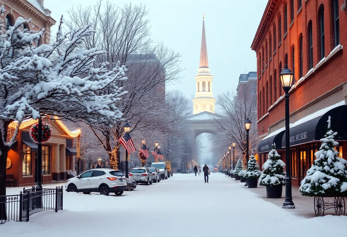 Snow-covered landscape in Knoxville, Tennessee after a snowstorm.