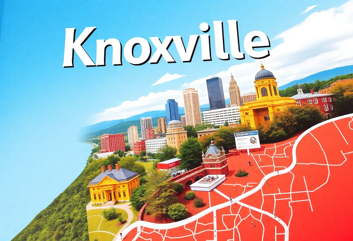 Cover of the 2025 Knoxville Visitor's Guide featuring maps and city attractions.