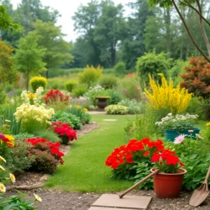 An attractive landscape showcasing a diverse range of plants for learning purposes.