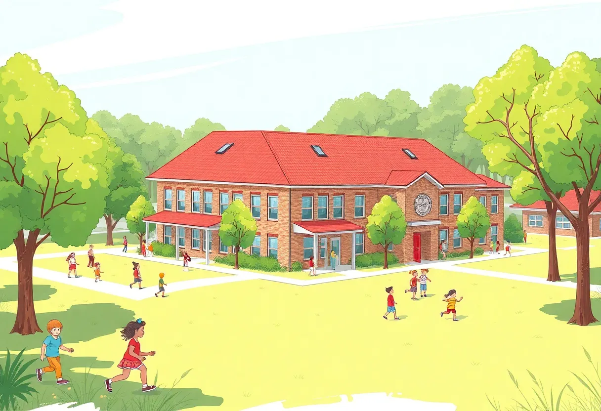 Illustration of a new school building in Knoxville's Mechanicsville area