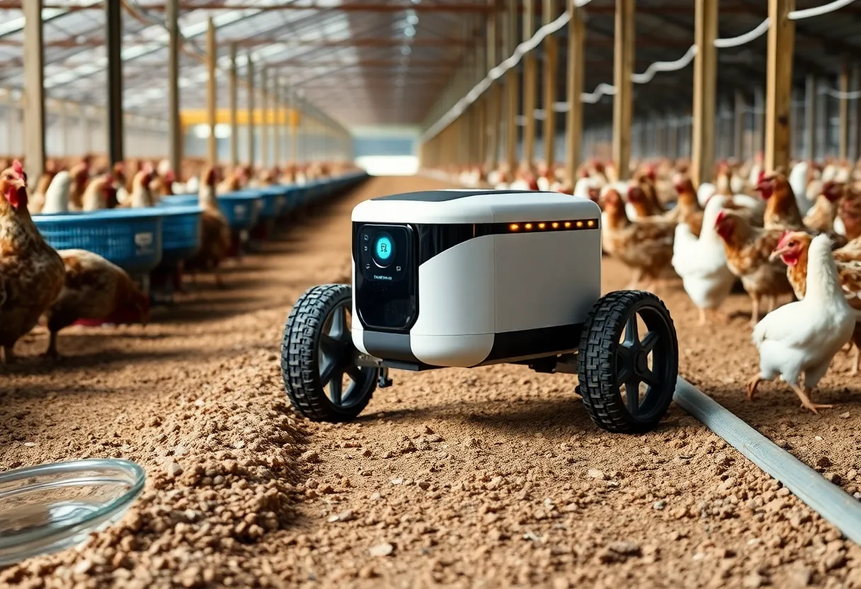 Scout autonomous robot collecting data in a poultry house