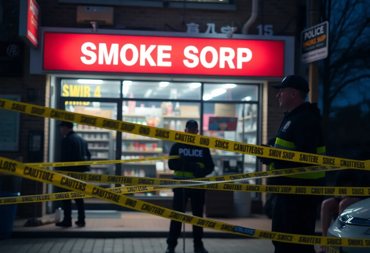 Scene of the shooting incident at JMC Smoke Shop in Knoxville