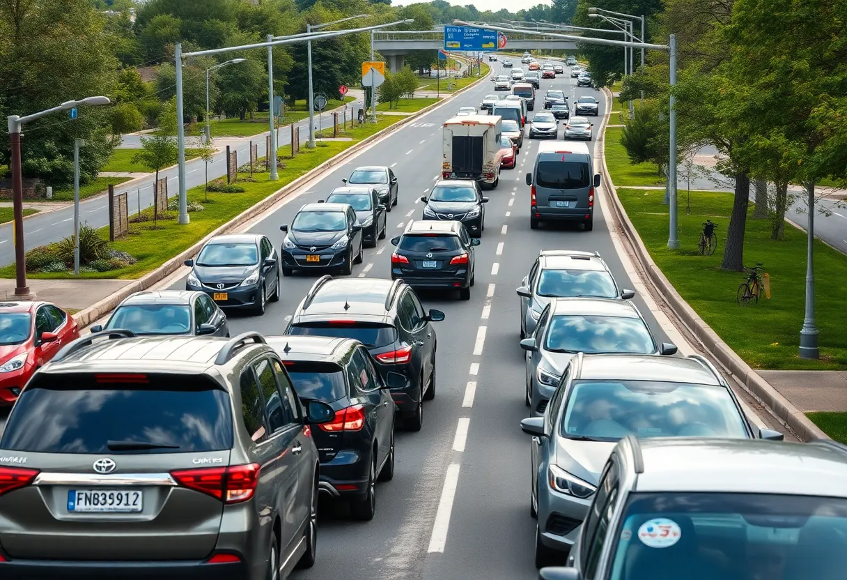 A busy intersection in Knox County demonstrating traffic congestion.