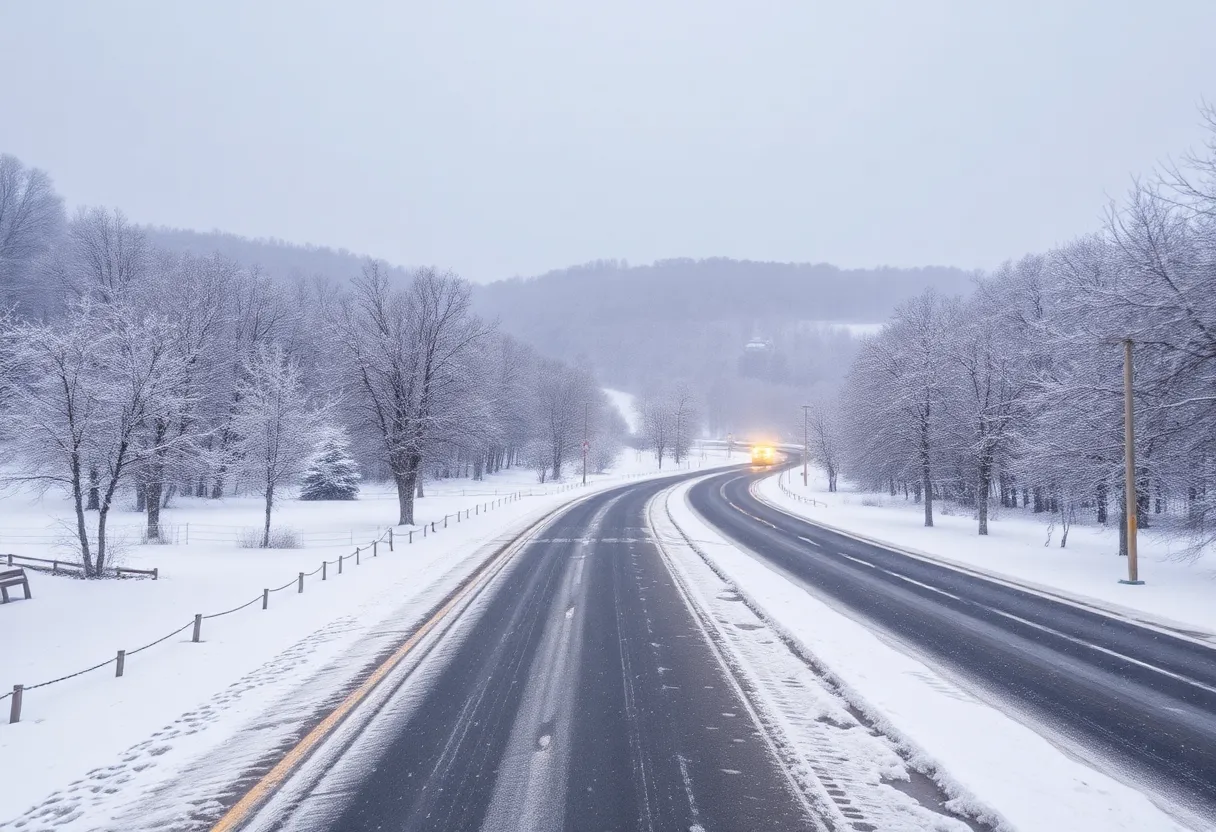 Snowy scene in East Tennessee and Kentucky during winter storm