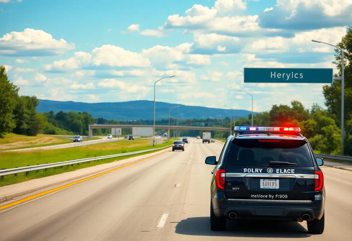 Police vehicle patrolling a highway in Tennessee