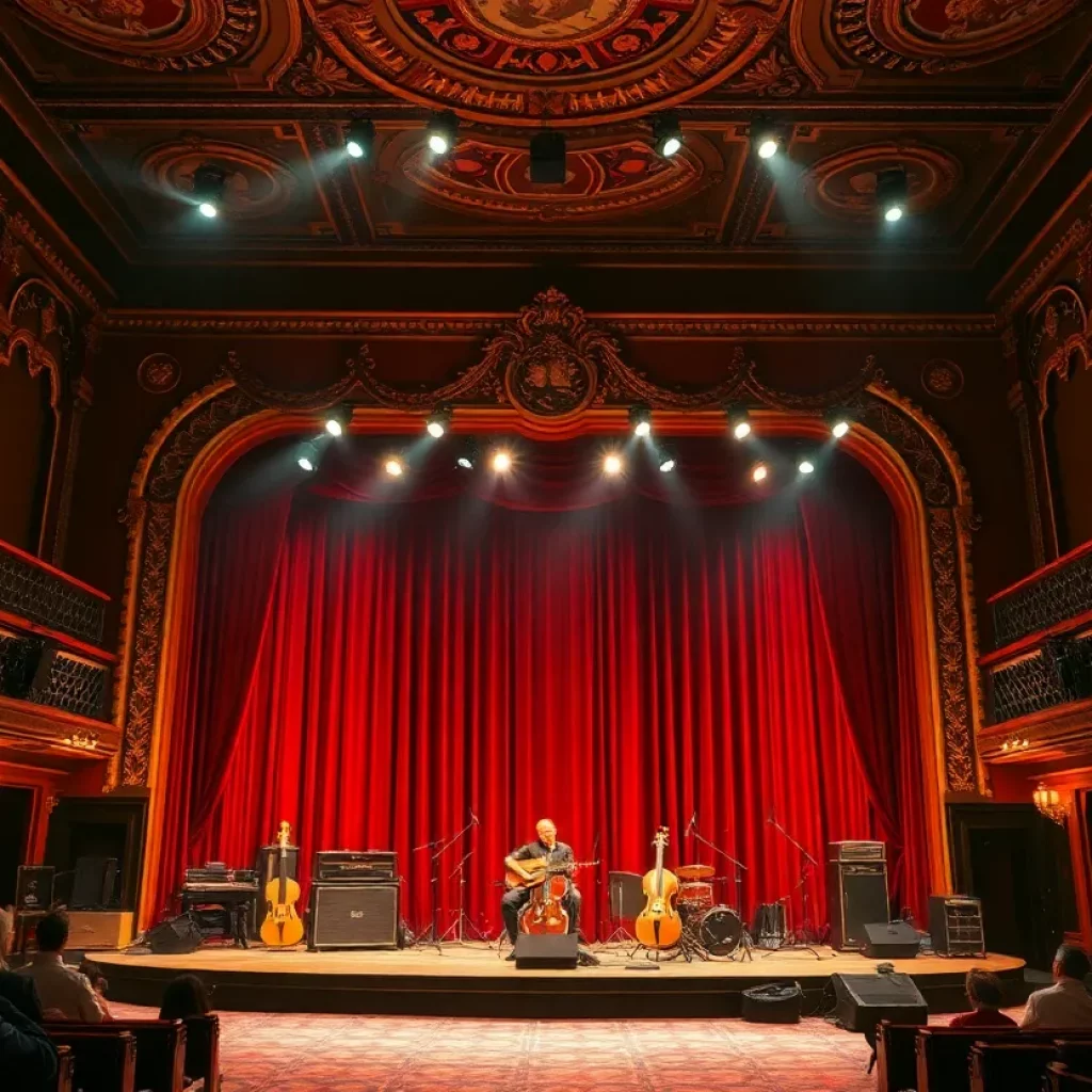 Stage of Chicago Musical at Tennessee Theatre with 1920s decor
