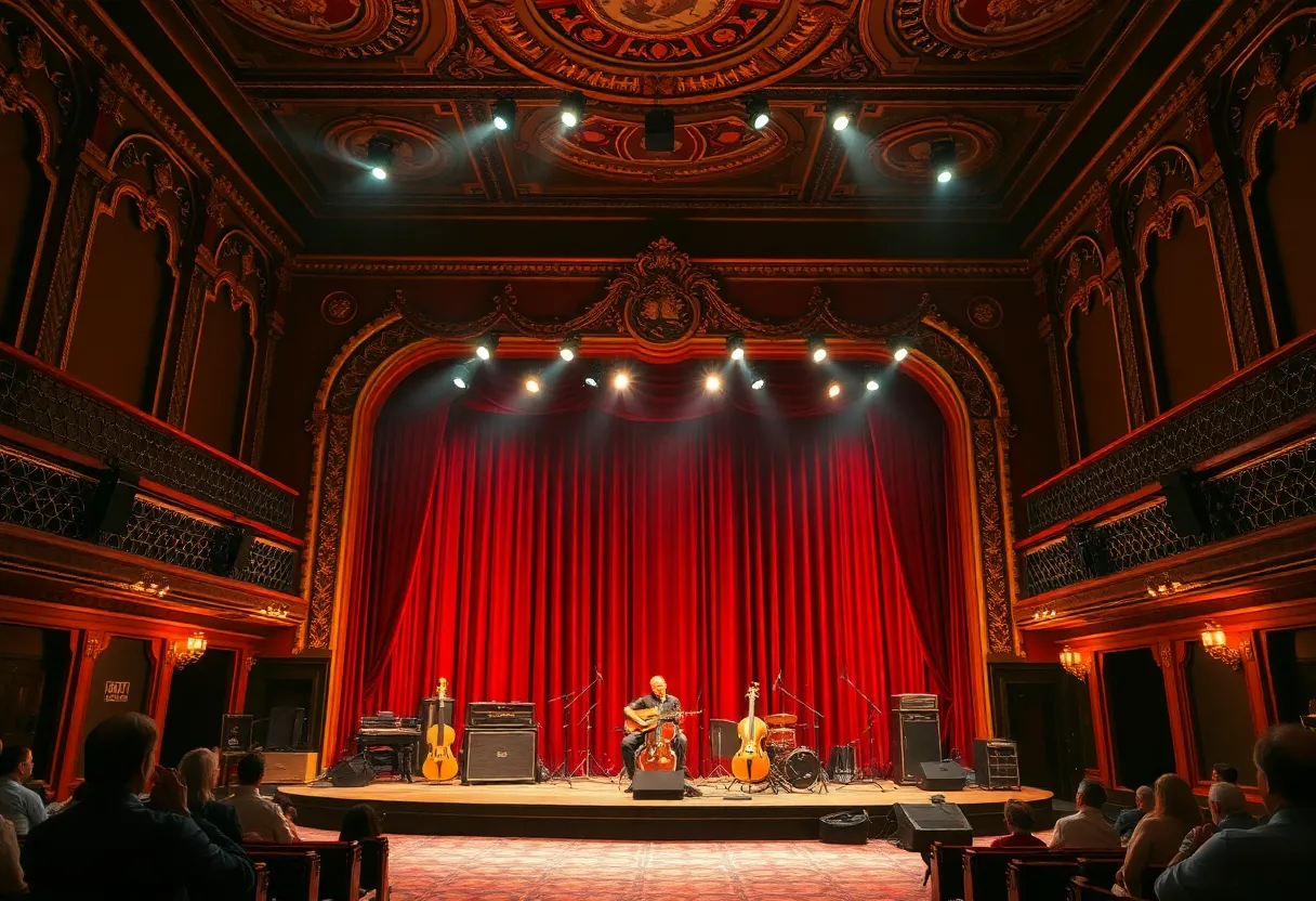 Stage of Chicago Musical at Tennessee Theatre with 1920s decor
