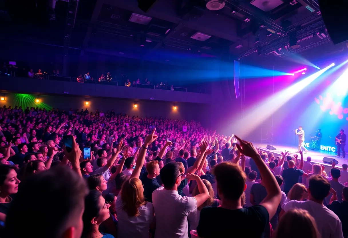 Crowd enjoying Chris Janson concert at Knoxville Civic Auditorium