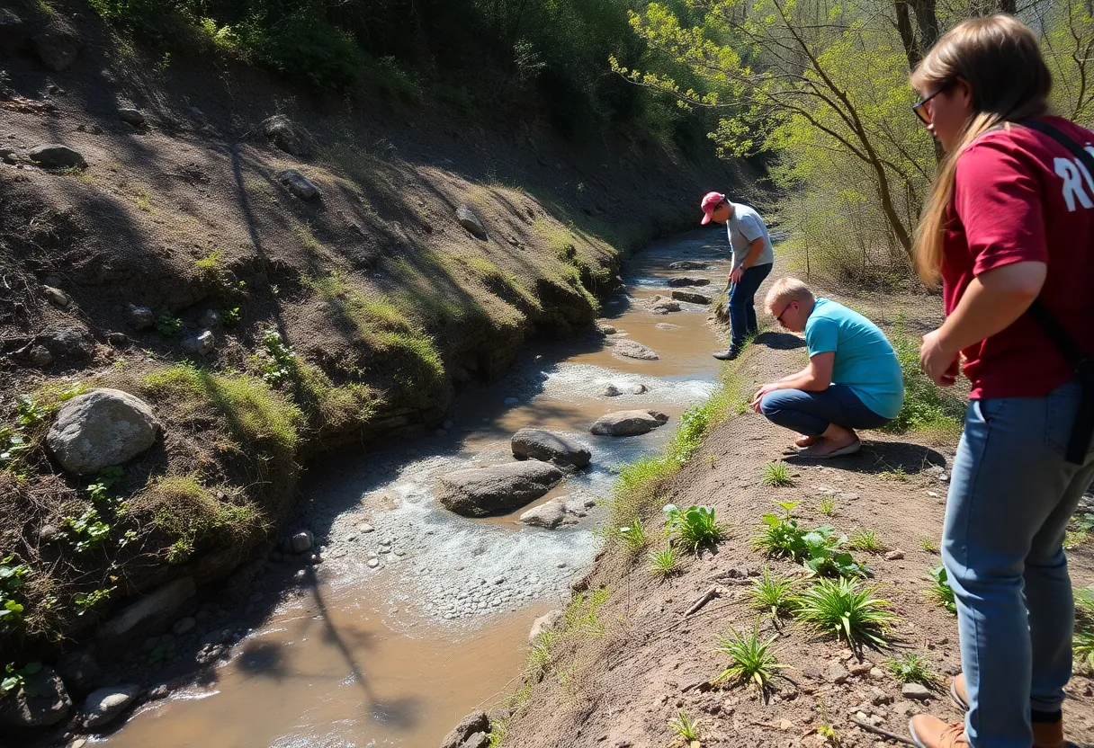 Participants at a creekbank restoration workshop.