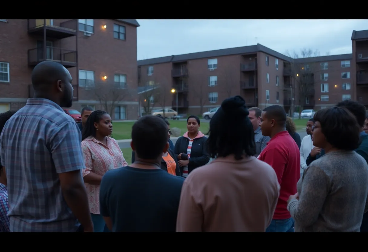 Residents of East Knoxville gathering in shock and discussion after a shooting incident.