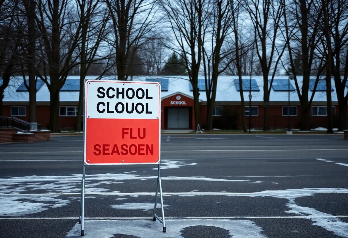 Closed school building in East Tennessee during flu outbreak