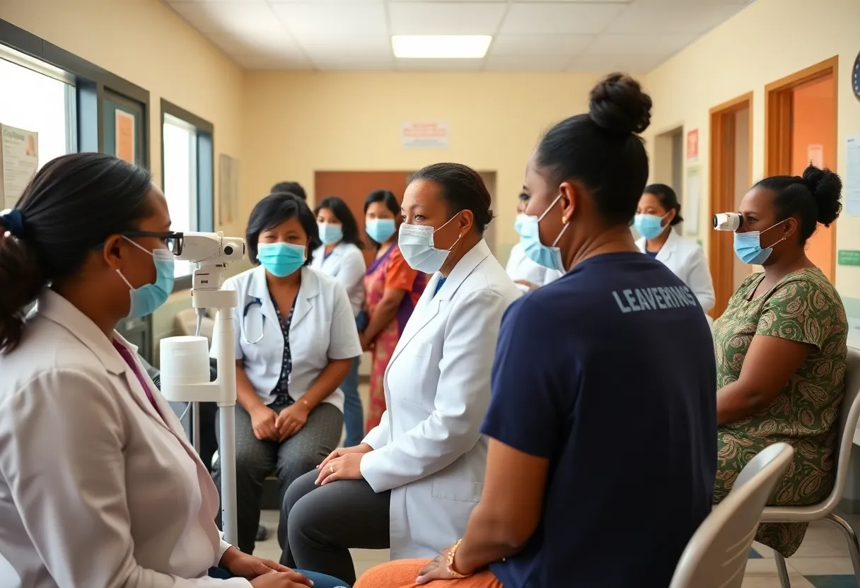 Participants receiving free medical services at a clinic in Knoxville