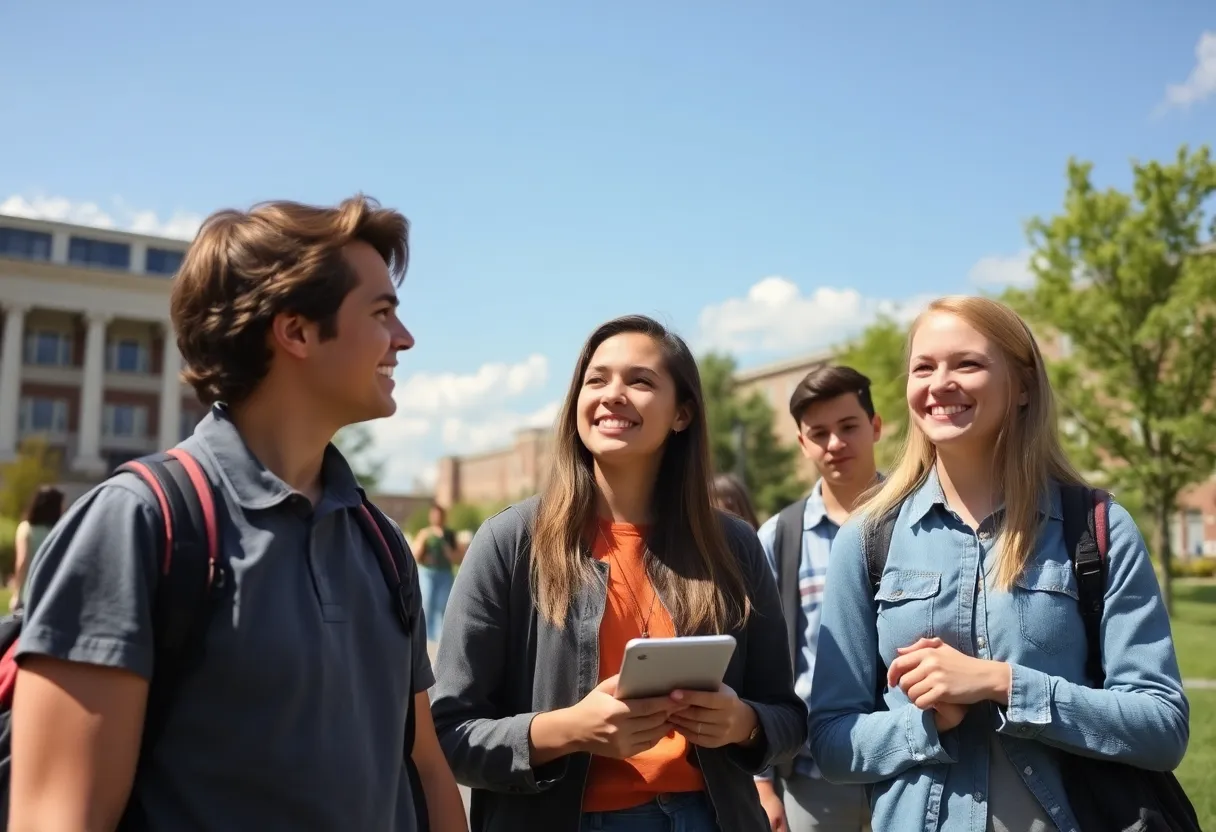 Students discussing higher education issues on a Tennessee campus