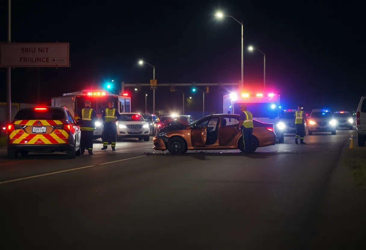 Emergency responders at a vehicle collision site in Knoxville