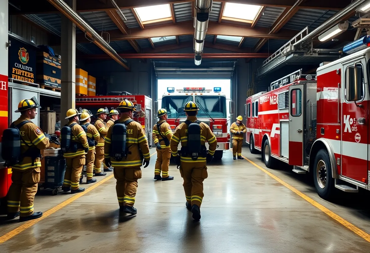 Firefighters at Knoxville Fire Department preparing for response