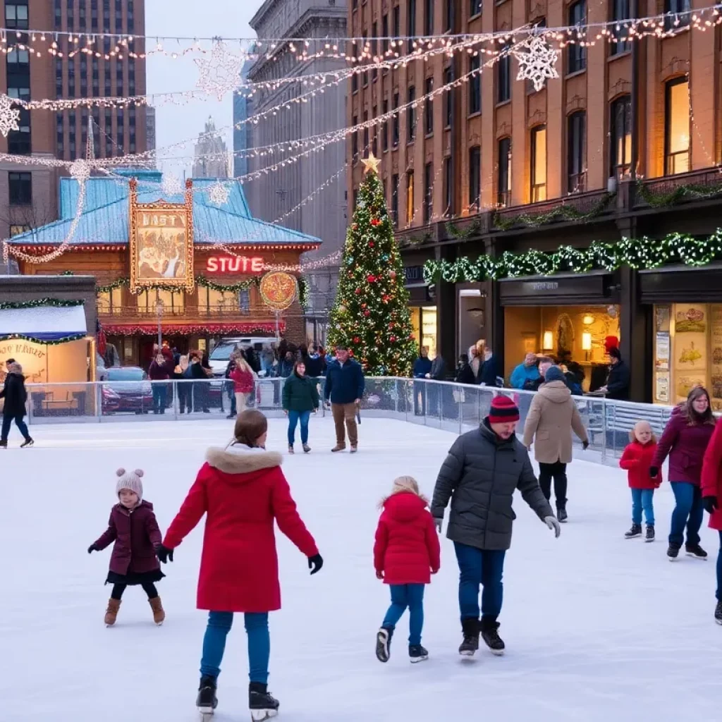 Holiday activities in Knoxville with an ice skating rink and decorations