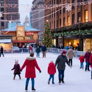 Holiday activities in Knoxville with an ice skating rink and decorations