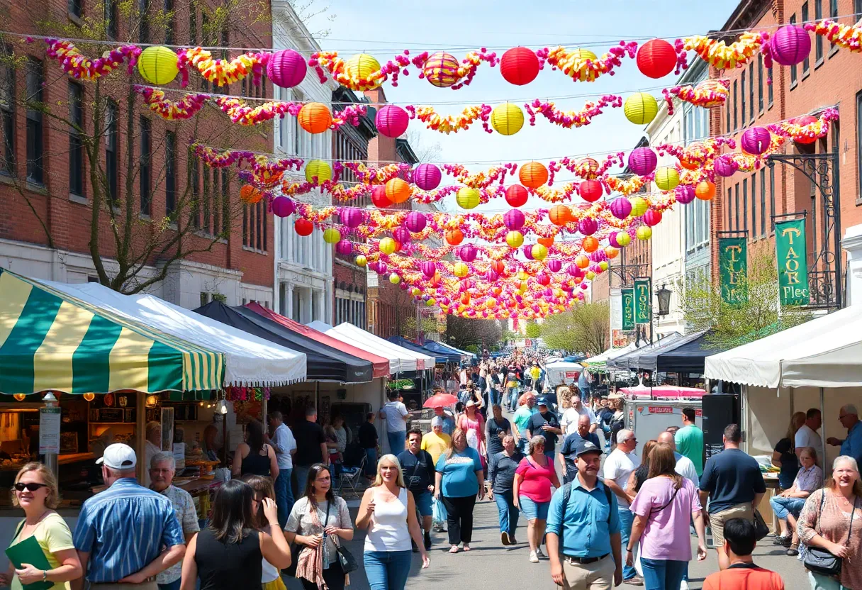 Colorful scene of Knoxville Spring Festivals with people and activities