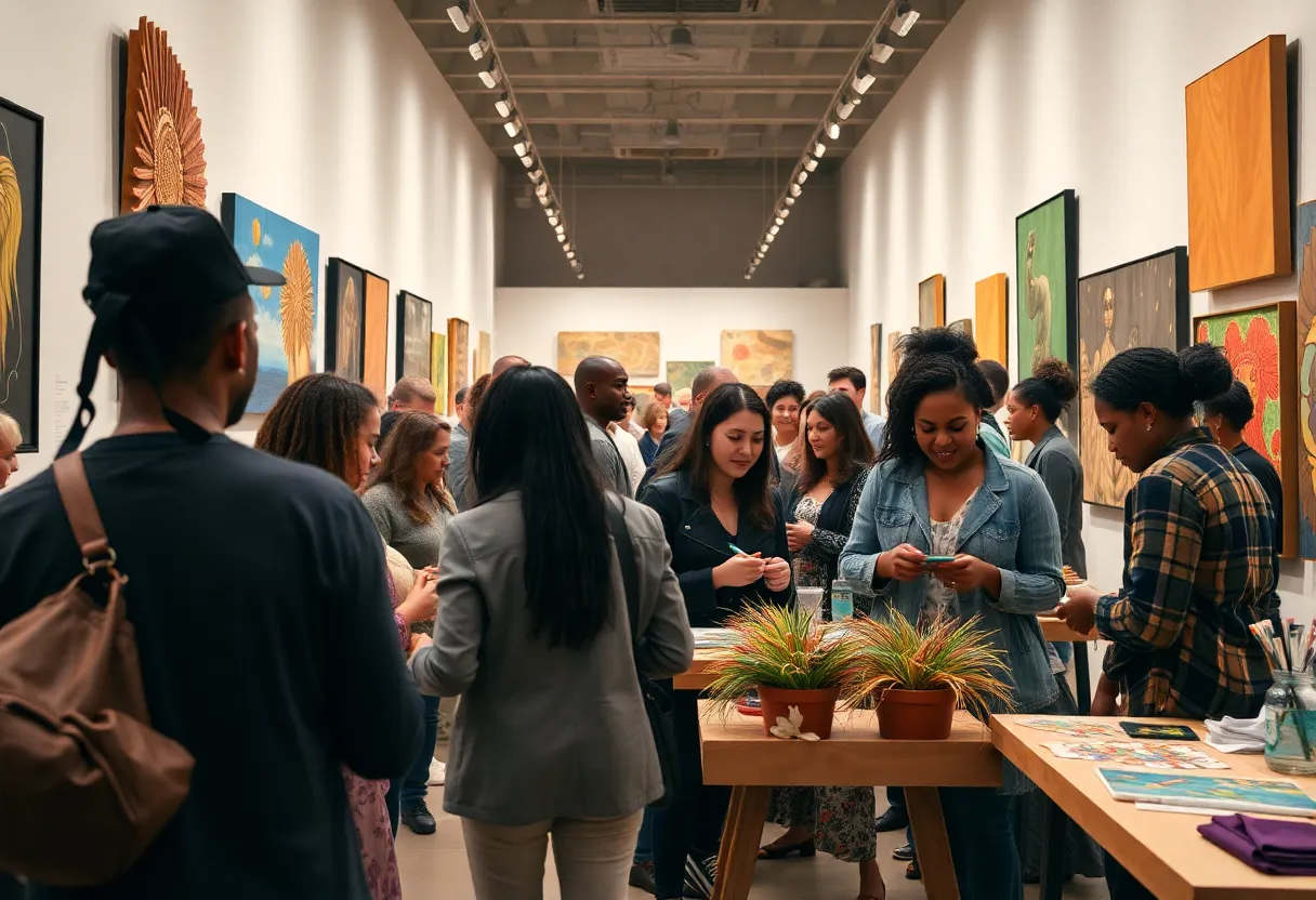 A community art event at the Knoxville Museum of Art with diverse participants