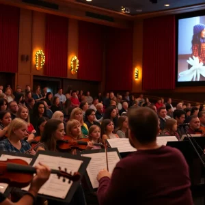 Audience watching Knoxville Symphony Orchestra perform Home Alone live score