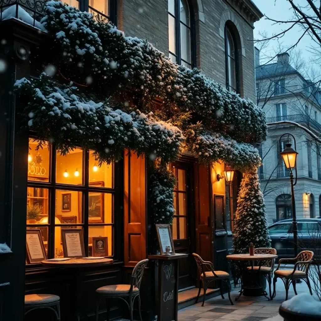 An artistic depiction of a winter scene inspired by La Bohème.