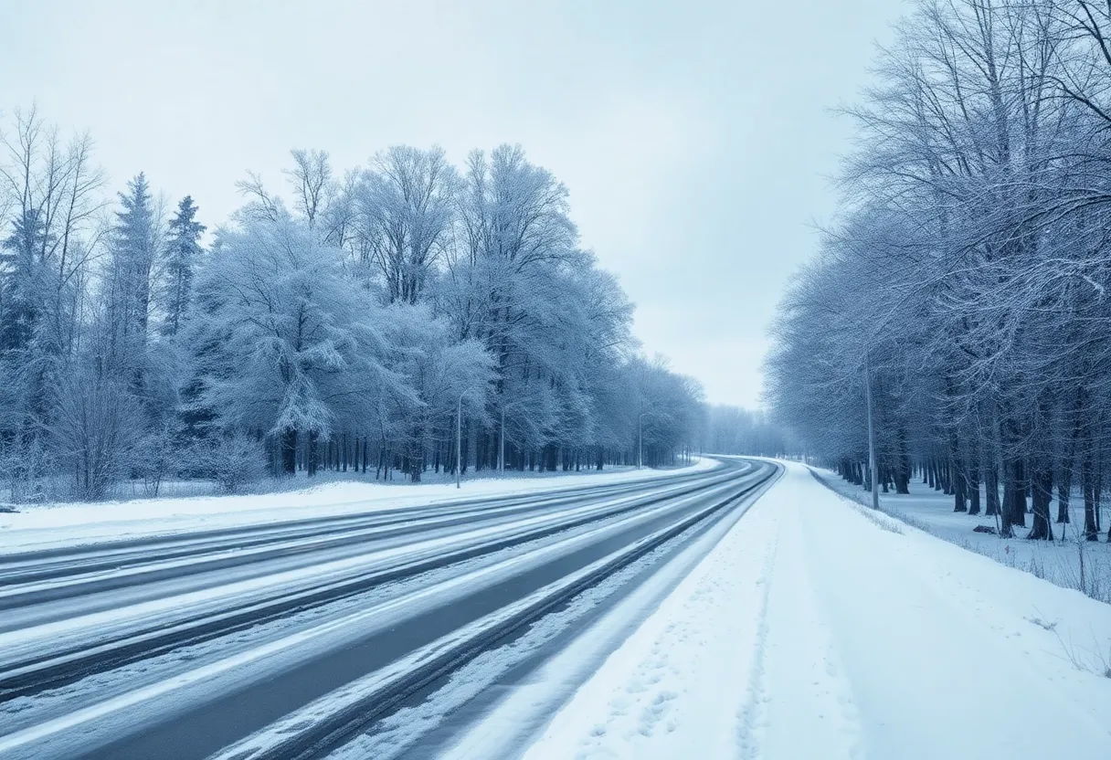Snow-covered landscape in Morris County during winter storm