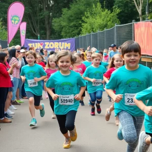 Children running at the Covenant Health Kids Run event in Knoxville.