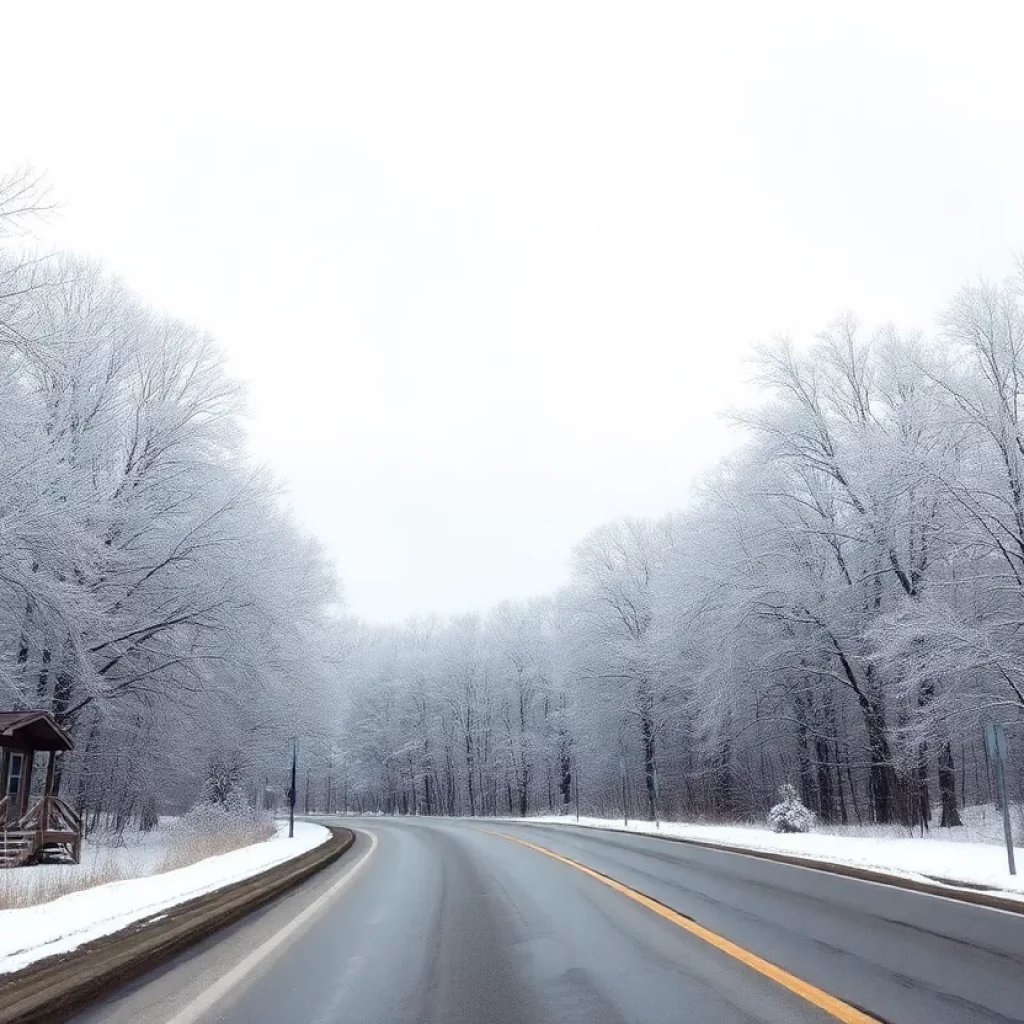 Snow-covered landscape in Tennessee during winter