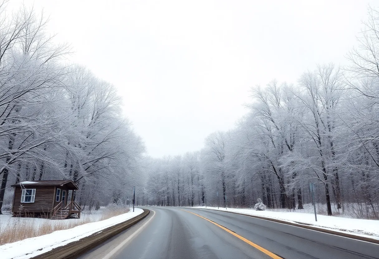 Snow-covered landscape in Tennessee during winter