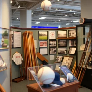 Exhibition display featuring baseball memorabilia in Knoxville