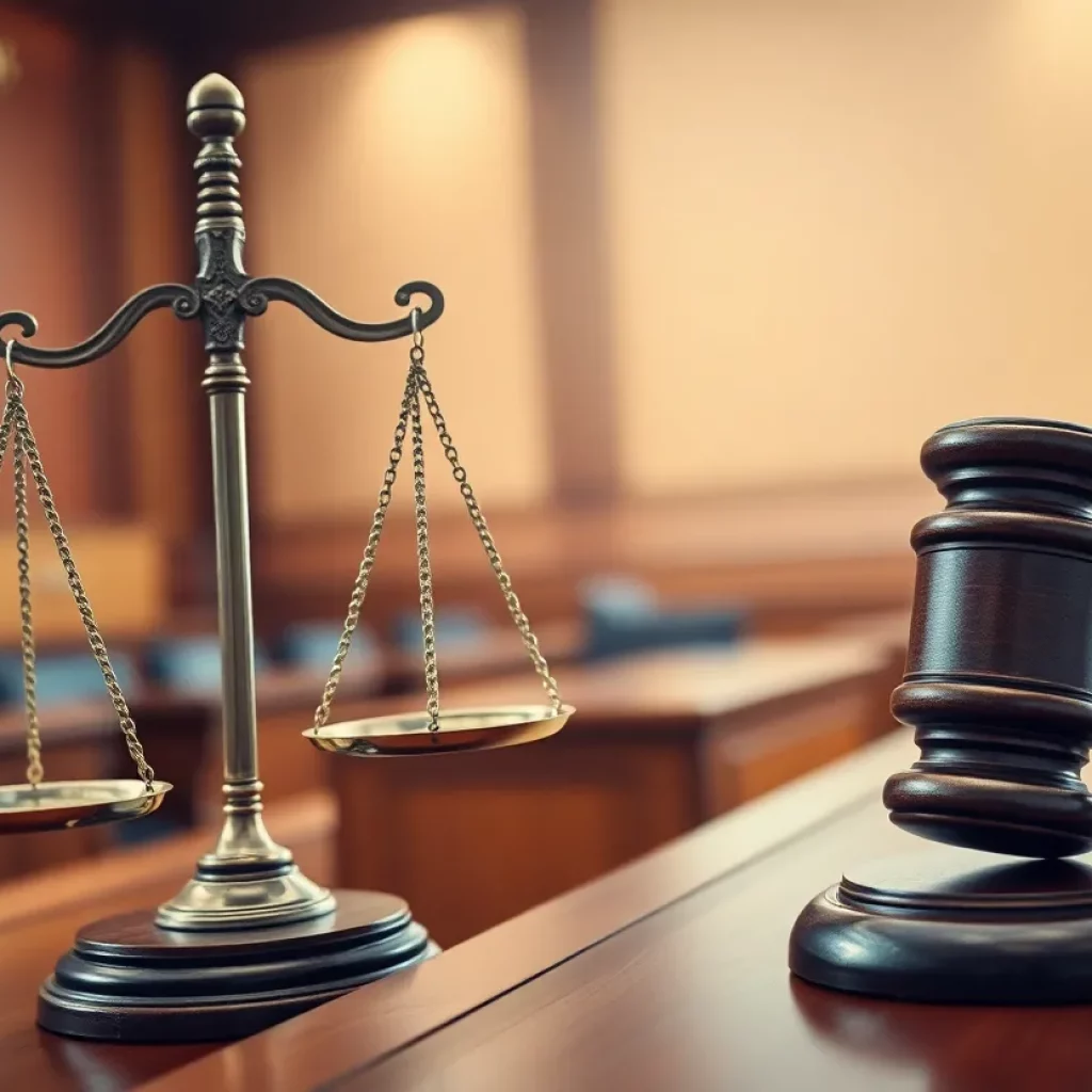 Courtroom scene symbolizing justice and child safety
