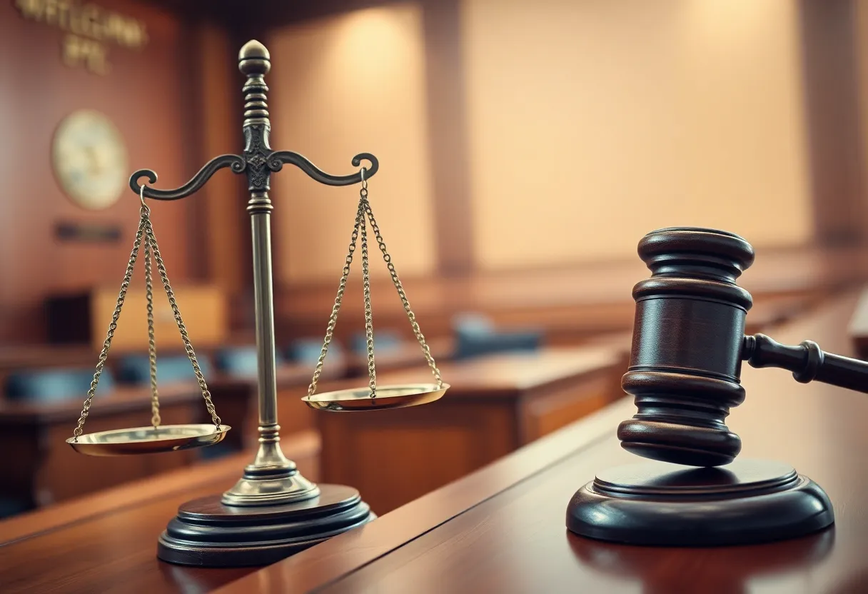 Courtroom scene symbolizing justice and child safety