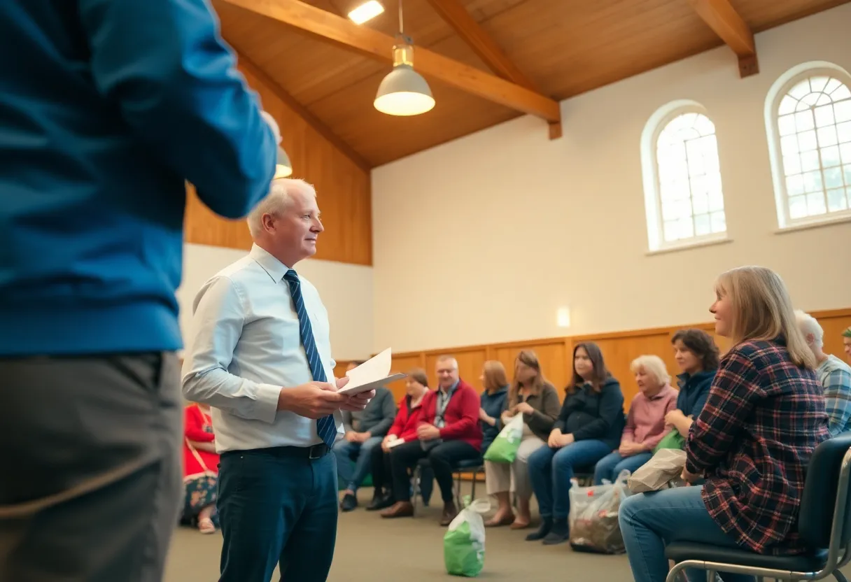 Residents engaged in a community meeting focusing on litter prevention.
