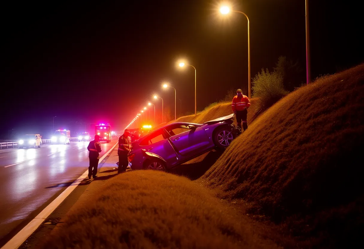 Emergency responders at the scene of a crash on I-275