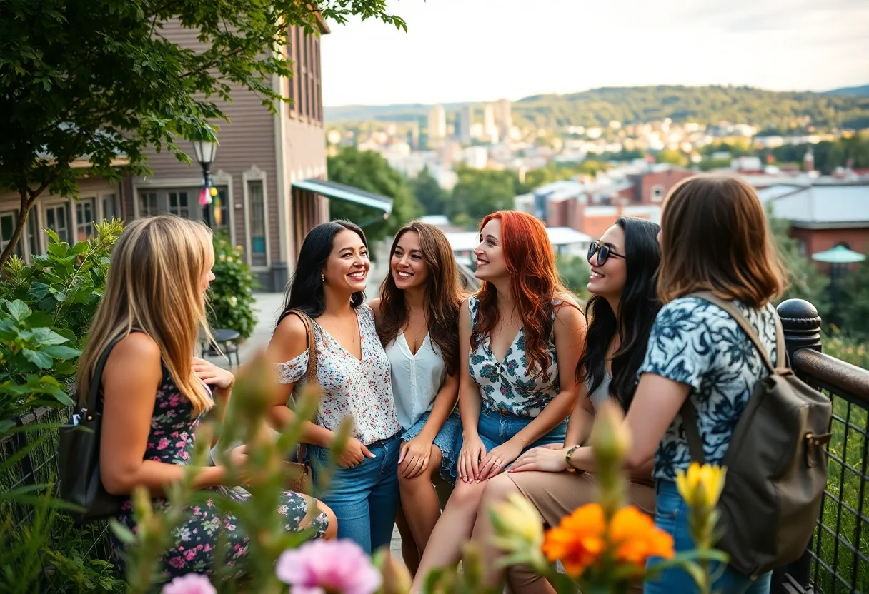 Women celebrating a girls weekend in Knoxville, enjoying food, fun, and nature.